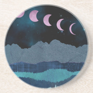 Posavasos Paisaje de las fases rosadas de la luna