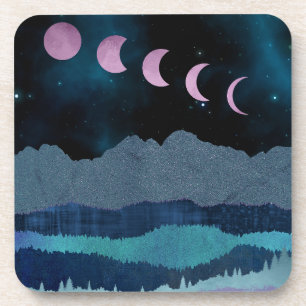 Posavasos Paisaje de las fases rosadas de la luna
