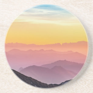 Posavasos Paisaje de montaña en Sunset