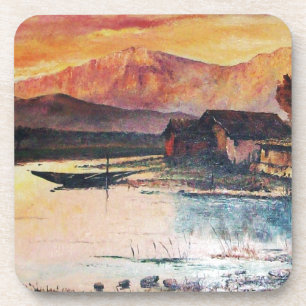 POSAVASOS PAISAJE DE MONTAÑA ROSA LAGO ALPINE SUNSET
