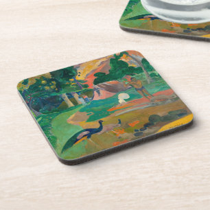 Posavasos Paisaje de Paul Gauguin Matamoe con pavos reales