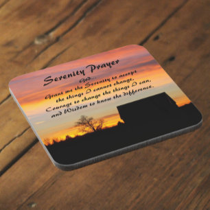 Posavasos Paisaje de Silhouette Sunset de Serenity Prayer