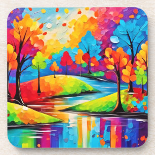 Posavasos Paisaje de sueños vibrantes Sinfonía de Otoño Arte