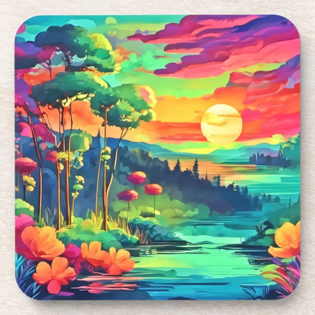Posavasos Paisaje de Sunset Fantasy (Frente)