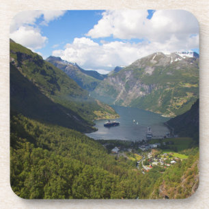 Posavasos Paisaje del fiordo de Geiranger, Noruega
