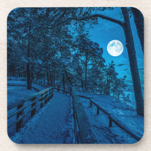 Posavasos Paisaje invernal con pinar cubierto de nieve