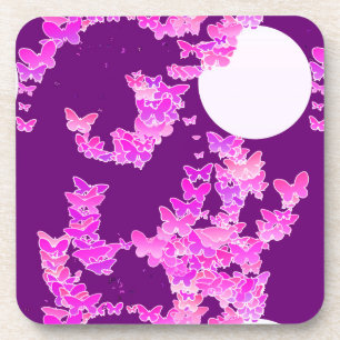 Posavasos Paisaje lunar con mariposas - orquídea, amatista