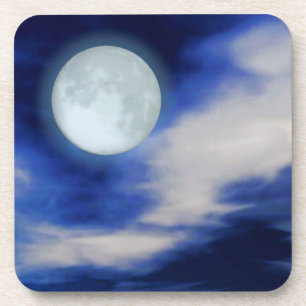 Posavasos Paisaje lunar con nubes iluminadas por la luna