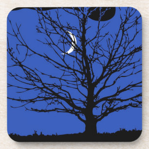 Posavasos Paisaje lunar en azul cobalto y negro