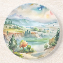 Paisaje montañoso acuarela