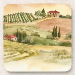 Posavasos Paisaje rural italiano acuarela Italia