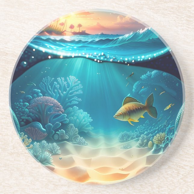 Posavasos Paisaje Subacuático Tropical (Frente)