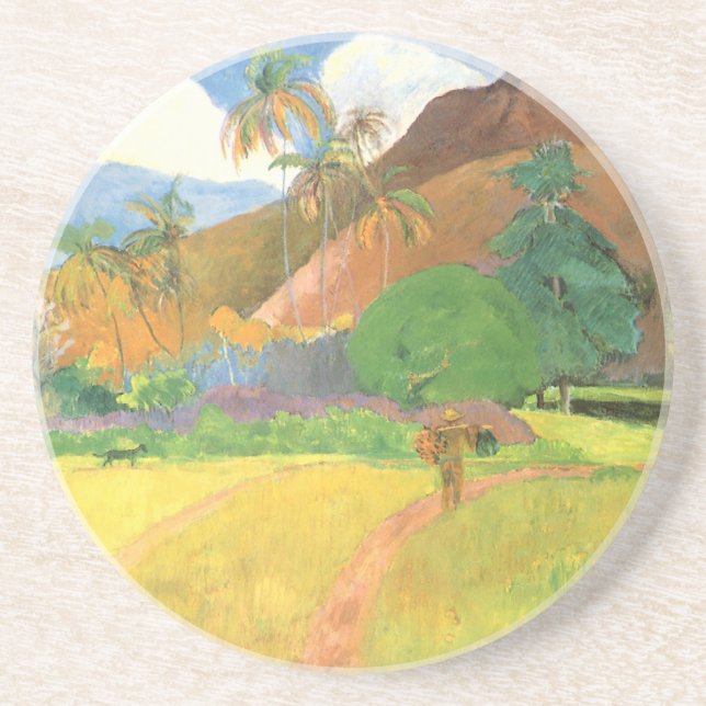 Posavasos Paisaje tahitiano, montañas Tahiti, Paul Gauguin (Frente)