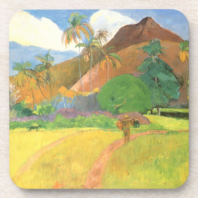 Posavasos Paisaje tahitiano, montañas Tahiti, Paul Gauguin (Frente)