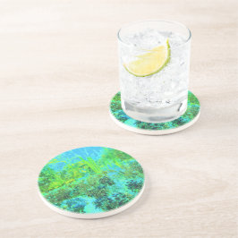 Posavasos Paisaje Trippy Lime Green y Blue Garden