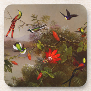 Posavasos Paisaje tropical con 10 Hummingbirds Heade