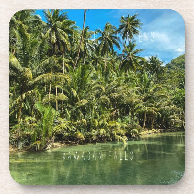 Posavasos Paisaje tropical, filipinas, caídas de Kawasan Cas (Frente)