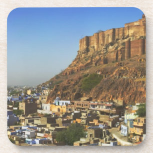 Posavasos Paisaje urbano de la Ciudad Azul con Meherangarh,