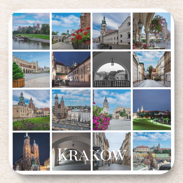 Posavasos Paisajes del casco antiguo de Cracovia, Polonia (Frente)