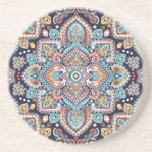 Posavasos Paisley indio: Patrón de Mandala étnica