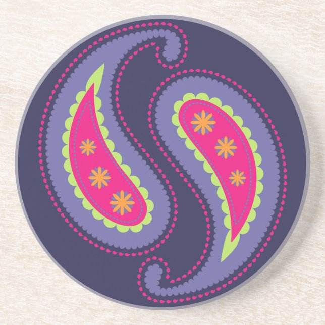 Posavasos Paisley morada y rosa (Frente)