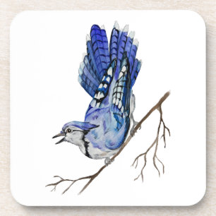 Posavasos Pajarera azul acuarela