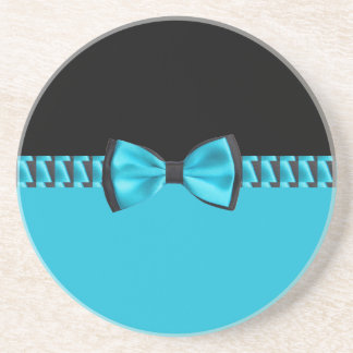 Posavasos Pajarita y cinta con clase de las azules turquesas
