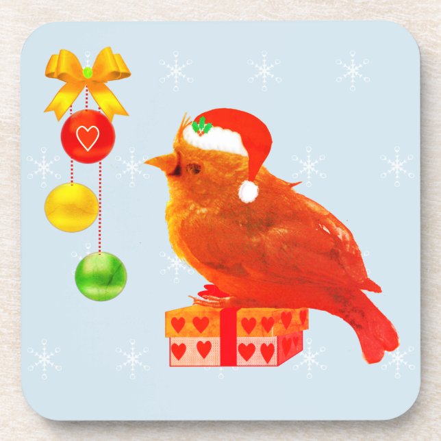 Posavasos Pajarito Navideño Adorable (Frente)
