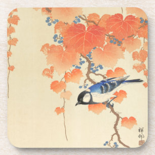 Posavasos Pájaro azul en un árbol de Paulownia