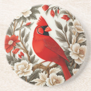 Posavasos Pájaro Cardinal del Norte Floral Hermoso