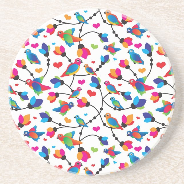 Posavasos pájaro colorido lindo del loro (Frente)