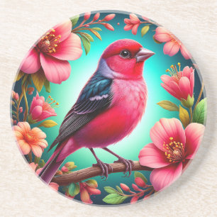 Posavasos Pájaro Colorido Posado en Rama