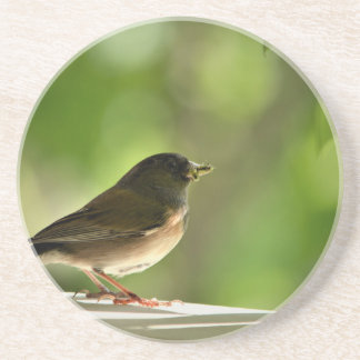 Posavasos Pájaro en el fondo de hojas verdes