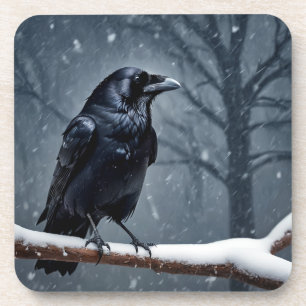 Posavasos Pájaro negro oscuro de raven