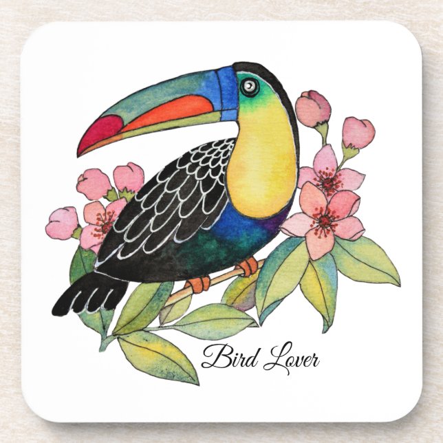 Posavasos Pájaro Turco Acuático Con Flores (Frente)