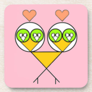 Posavasos Pájaros amorosos lindos rosados caprichosos con co