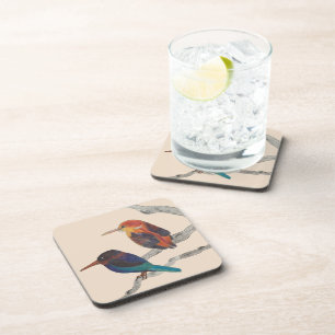 Posavasos Pájaros coloridos en un conjunto de seis castas