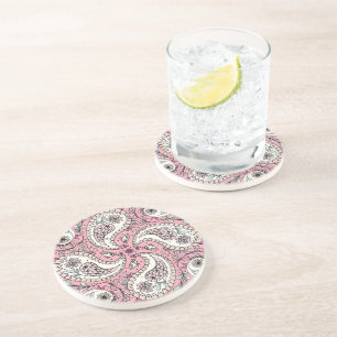 Posavasos Pájaros de paisley de rosa bebé