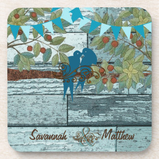 Posavasos Pájaros del amor Bunting Country Chic sentados en