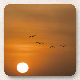 Posavasos Pájaros volando en la puesta de sol