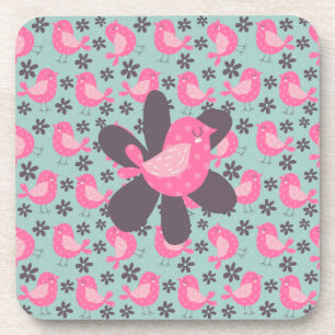 Posavasos Pájaros y flores de polka