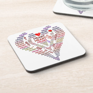 Posavasos Palabras de arcas plásticas duras del corazón