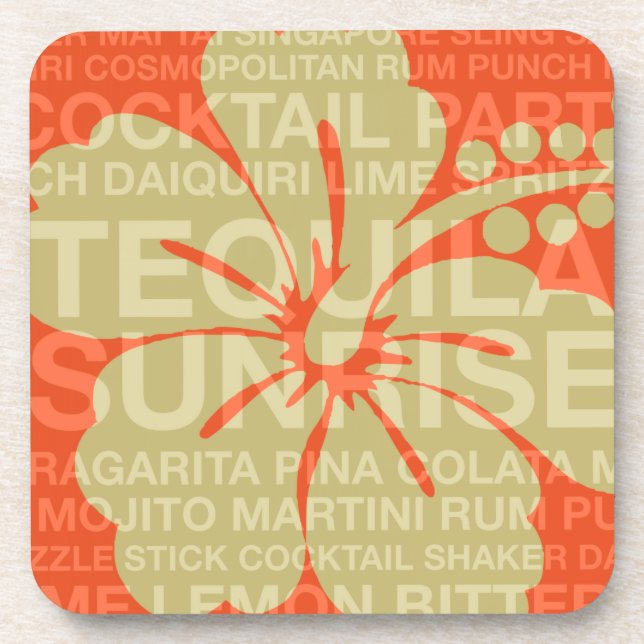 Posavasos Palabras de verano Cócteles y Astras de Hibiscus (Frente)
