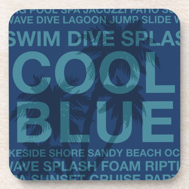 Posavasos Palabras de verano, poolside y Palm Tree Coasters (Frente)