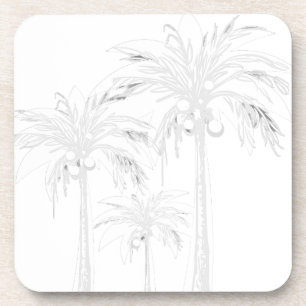 Posavasos Palm Tree Gris blanco color de agua moderno tropic