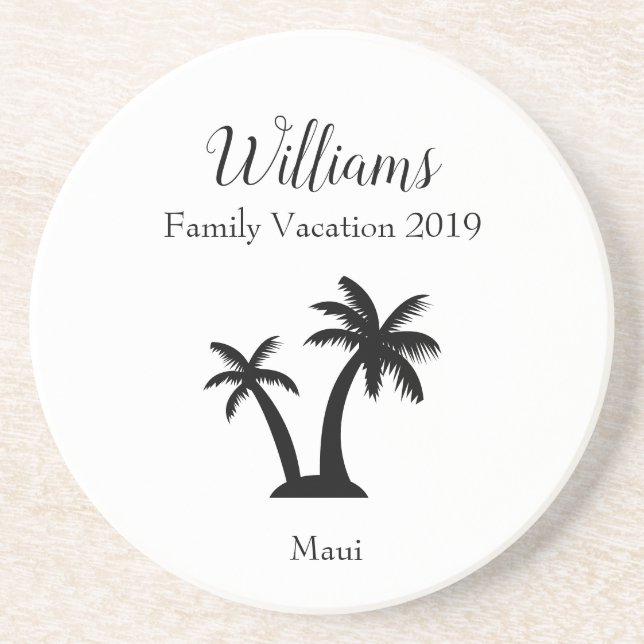 Posavasos Palm Tree Keepsake para vacaciones tropicales fami (Frente)
