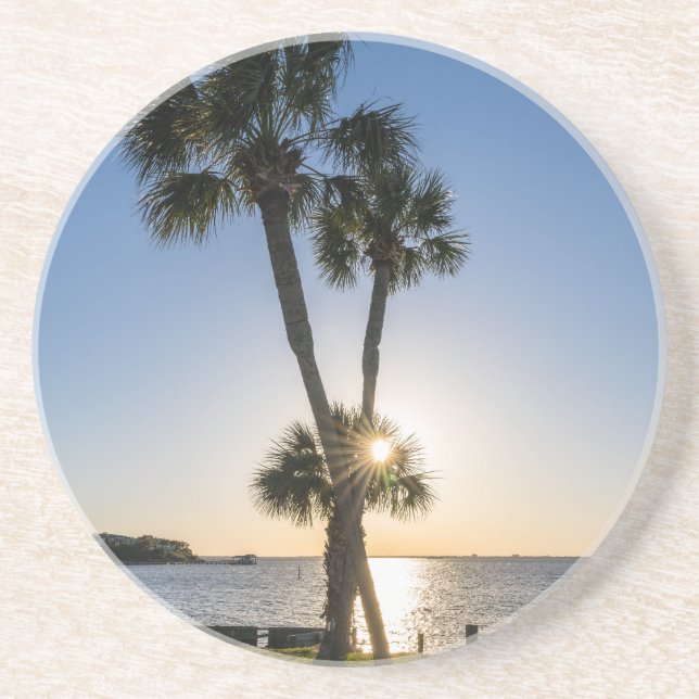 Posavasos Palm Tree Scissors Silhouette Coaster (Frente)