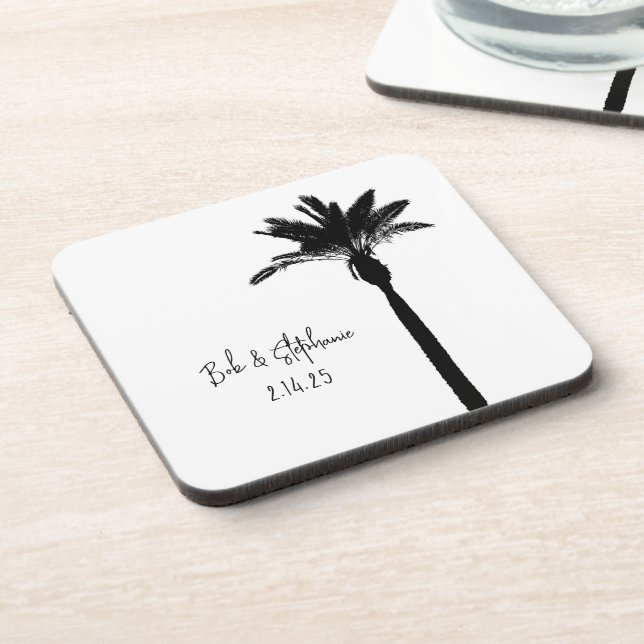 Posavasos Palm Tree Silhouette COUPLE Fecha Moda moderna (Lado Izquierdo)