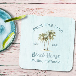 Posavasos Palm Trees de Madera Azul Clara Casa de Playa Mode