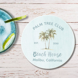 Posavasos Palm Trees de Madera Azul Clara Casa de Playa Mode